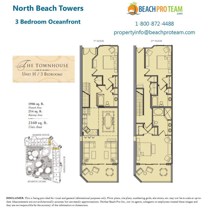 North Beach Towers Floor Plan - The Townhouse 3 Bedroom Oceanfront